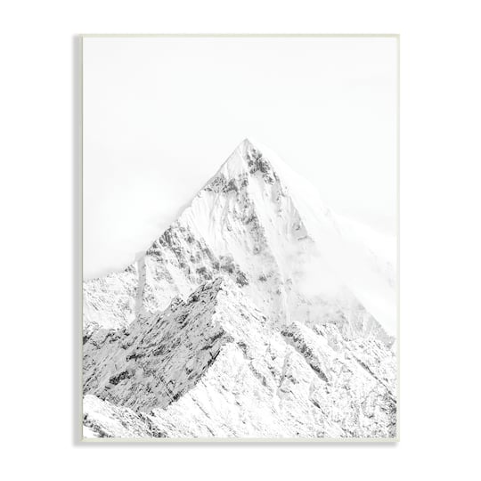 Stupell Industries Snowy Mountain Peak Sharp Lines Black White Wall Plaque